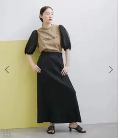 ADAM ET ROPE' FEMME チュール袖 ロゴプリント Tシャツのサムネイル