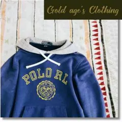 最終価格90sラルフローレン フーディ パーカーM ゴールデンサイズ