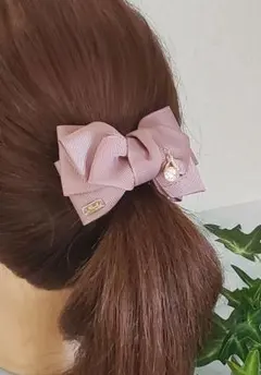 【リボンバレッタ(８cm)】ジンジャースナップ色