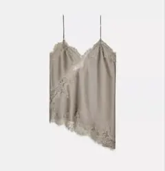 ZARA ザラ レーストリムキャミソール S ミンク ベージュ 定価7,990円