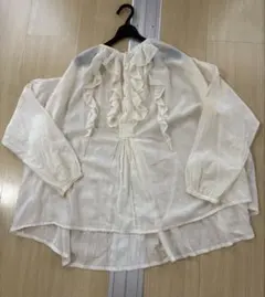 45R シフォンフリル長袖ブラウス （綿、シルク素材）のサムネイル