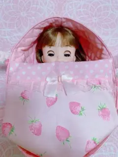 152 敷布団付　いちご　メルちゃん　ソランちゃん　クーファン　布団セット　桃色