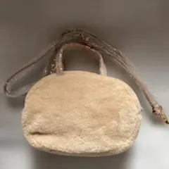 ベージュ ファー 丸型 ショルダーバッグ