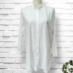 【アースミュージック&エコロジー】綿レーヨン長袖シャツチュニック　バンドカラー