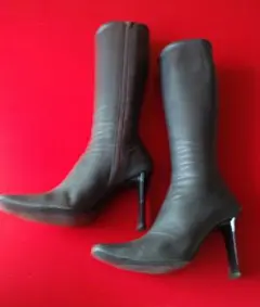 ダイアナ 本革 ロングブーツ ブーツ ダークブラウン