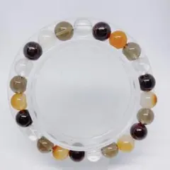 天然石ブレスレット　ガーネット✖️カーネリアン✖️スモーキークオーツ✖️水晶