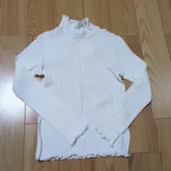 新品☆コムサイズム　白　ランダムテレコハイネック長袖カットソー120㎝