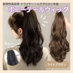 ポニーテール ウィッグ クリップ式 ロング ダークブラウン 50cm 茶色