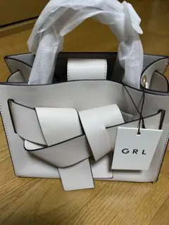 grl tr414 2wayノットレザートートバッグ　リボンショルダー　アイボリ