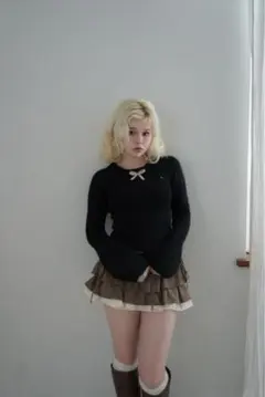 andmary Baby ribbon knit tops