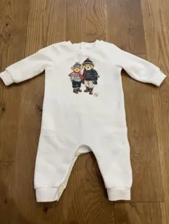 美品　ラルフローレン　ポロベア　ロンパース ホワイト6M フリースカバーオール