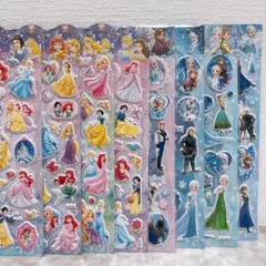 8枚セット　バラ不可　ディズニープリンセス　ぷっくりシール