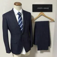 JOSEPH HOMME セットアップ スーツ 上下 濃紺 ストライプ シルク混