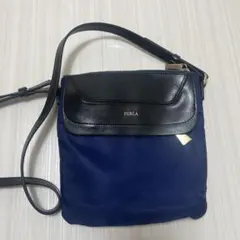 FURLA ネイビー ショルダーバッグ 巾着付き