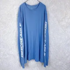 アメリカンイーグル 袖ロゴ 長袖Tシャツ ロンT ブルー Mのサムネイル