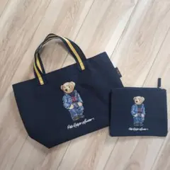 未使用級 POLO RALPH LAUREN ポロベア ハンドバッグ デニム ポロラルフローレン ポロベア ミニトート ハンドバッグ デニム