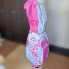 ジュニア用ゴルフバッグ クラブ5本セット 6歳〜8歳 ピンク×白 ネコ