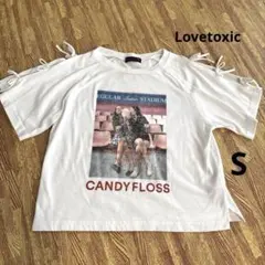 Lovetoxic 肩リボン フォトプリントTシャツ S