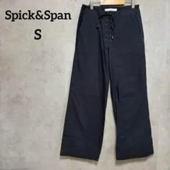 スピックアンドスパン　カジュアルパンツ　ネイビー　裾フレア　レディース　S