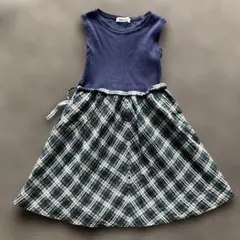 familiar 120cmノースリーブワンピース ネイビー・チェック