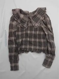 ■ザラ ZARA チェック柄フリル襟ブラウス 長袖 トップス レディース