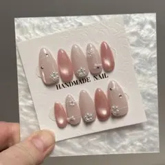 【現品】ネイルチップ フレンチガーリー ワンホン マグネット サイズオーダー