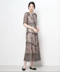 ショルダーギャザーラッセルレースワンピース ドリードール