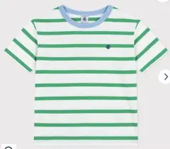 PETIT BATEAU キッズ ボーダーTシャツ グリーン　140のサムネイル