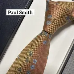 極美品　ポールスミス　ネクタイ　オレンジ　花柄　刺繍　派手　シルクジャガード