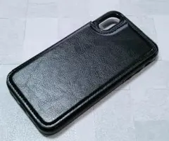 iPhoneXR用 カバー 無地 シンプル 背面手帳型 カードポケット ブラック