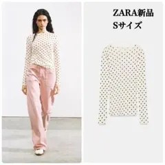 完売品 ZARAスーピマ® ドットプリントTシャツ Sサイズ新品タグ付き