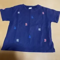 petit main ネイビー メジャーリーグ 刺繍Ｔシャツ 110