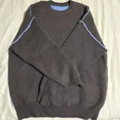 リバーシブル ニット セーター ブラウン ブルー