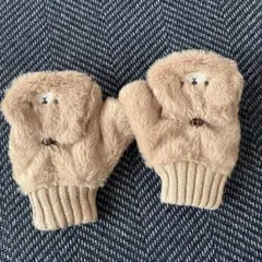 しまむら　手袋　ベージュ　くま　美品　ボア　M ミトン