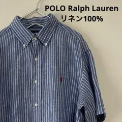 古着 90s POLO Ralph Lauren 麻100% 半袖BDシャツ