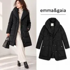 emma&gaia エマ＆ガイア ダウンコート ロングダウン ブラック フード付 
