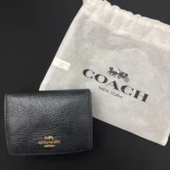 COACH 三つ折り財布 黒 保存袋付き