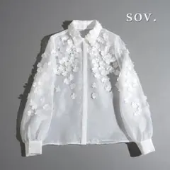 494h*美品 ダブルスタンダード ソブ オーガンジーフラワーシャツのサムネイル