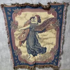 ヴィンテージ 天使 タペストリー 大判 ラグ ブランケット ラグマット 希少】vintageラグマット 天使エンジェル クラシック雰囲気抜群