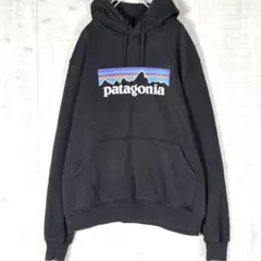 人気✨️Patagonia パタゴニア プルオーバーパーカー ビッグロゴ 黒 S