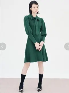 LILY BROWN ♡ 2wayリボンAラインニットワンピース グリーン