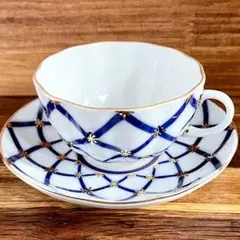 ☆素敵なお品☆】有田焼 福泉窯 染錦花市松 花びら型コーヒーカップ 