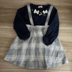 メゾピアノ ☆ベロア☆チェック☆ワンピース110、100