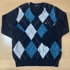 FRED PERRY アーガイル Vネック セーター L