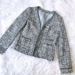 ROPE ロペ ツイード ノーカラージャケット フリンジ セレモニー