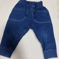 ダークブルー デニム風パンツ ゴムウエスト　90
