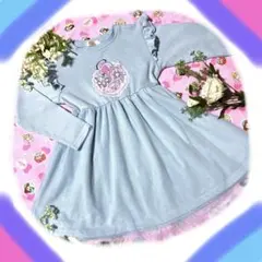 ✨美品✨ぷりきゅあ長袖チュールワンピース120㎝水色フリル　裏起毛無し　女の子