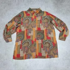 総柄シャツ ヴィンテージシャツ レトロシャツ 柄シャツ レトロ 総柄 M L