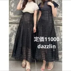 チェック柄ロングワンピース半袖 フリル袖