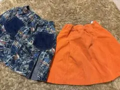 コーデュロイスカート、パッチワーク風スカート2枚組